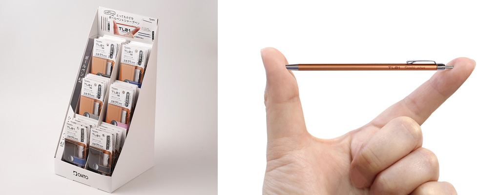 「とっても小さなボールペン&シャープペンTL01」の店頭什器