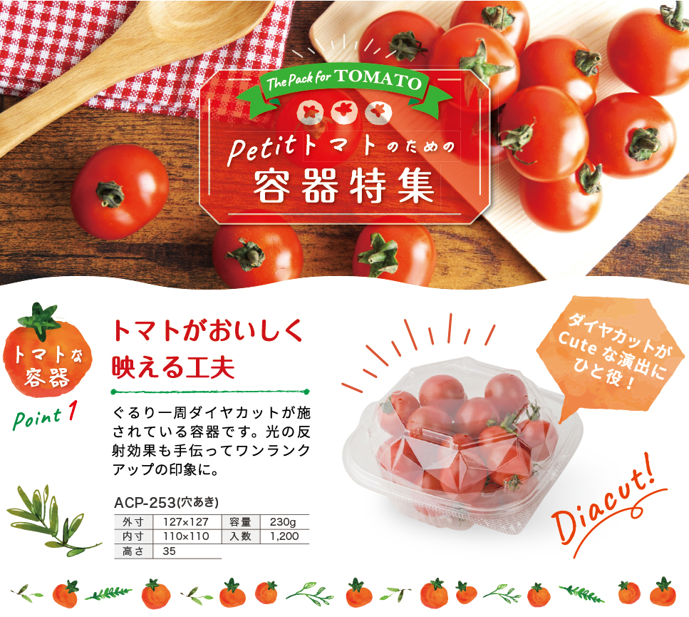 「ダイヤモンドカット」の容器