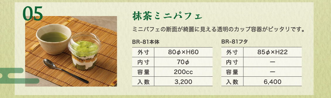 メニュー案：抹茶ミニパフェ