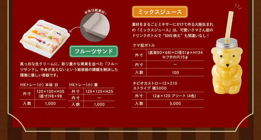 フルーツサンド・ミックスジュースの容器