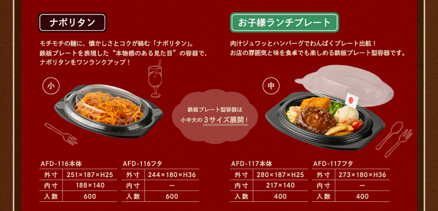 ナポリタン・お子様ランチプレートの容器
