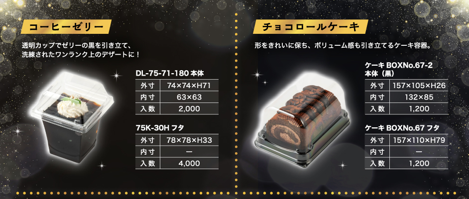 コーヒーゼリー・チョコロールケーキ