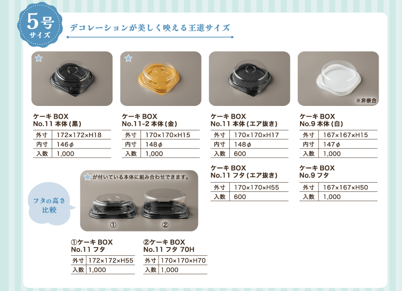 5号サイズのホールケーキ容器のご紹介